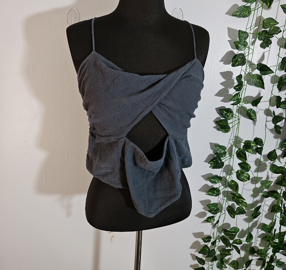 Free People Dark Gray Wrap Cut Out Top